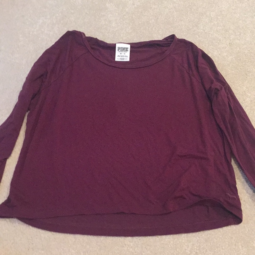 PINK burgundy cropped long sleeve
